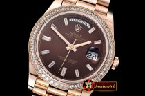 Rolex Daydate DD40 228206 Diam RG/RG Wrap Brown Diam BP Swiss 28