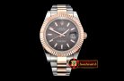 Rolex DJ2 41mm Oyst Flt RG/SS Dark Grey Stk BP A3136 Mod