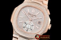 Patek Philippe Nautilus 5980 Full Diams RG/RG Diam Asia 7750 Mod
