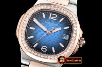 Patek Philippe Nautilus 7010 Ladies RG/SS Diams Blue - Swiss Qtz