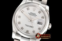 Rolex DateJust 36mm Oyst Dm 904L SS/SS Wht/Diam GMF SA3135