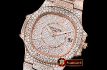 Patek Philippe Nautilus 7010 Ladies Full Diams RG/RG Diams TWF MY9015