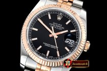 Rolex Datejust Man DJ 36mm Jul Flt 904L RG/SS Blk/Stk ARF A3135 Mod