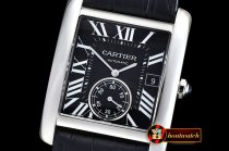 Replica Cartier Tank MC 1904 SS/LE Black JF Asia 23J