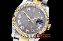 Rolex Datejust DJ 36mm Oyst Flt YG/SS Dark Grey Roman BP A3135 M