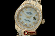 Replica Rolex 2-Diam Bez YG MOP Wht/Diam S-2671