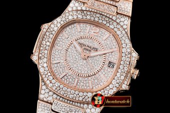Patek Philippe Nautilus 7010 Ladies Full Diams RG/RG Diams TWF MY9015