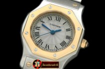 CAR0315A - Ladies Original Santos SS/YG White Swiss Quartz
