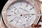 AP0369A - Royal Oak Ladies Chrono RG/RU Wht Stk Diam Bez VK64