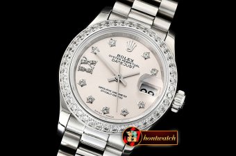 Rolex DateJust Ladies 28mm Pres Dm SS/SS Grey/St D BP A2671