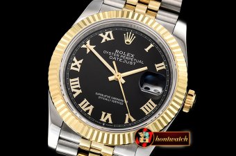 Rolex DateJust 36mm Jub Flt YG/SS Black/Rmn BP A2813