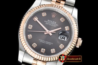 Rolex DateJust Jub Flt RG/SS Dark Grey Diam BP A3135 Mod