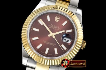 Rolex Datejust DJ2 41mm Oyst YG/SS Brown Stk BP A3136 Mod