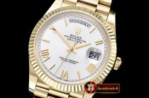 Rolex DayDate 40mm Flt YG/YG Silv Wht Roman Noob A3255 Mod