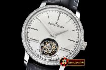 Jaeger Le Coultre Master Grande Trad. Tourb. Cylindrique SS/LE Wht Tourb