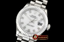 Rolex DateJust Ladies 28mm Pres Flt SS/SS Wht/Diam BP A2671