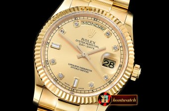 Rolex Daydate 36mm Flt YG/YG Wrap Gold Diam BP Swiss 2836
