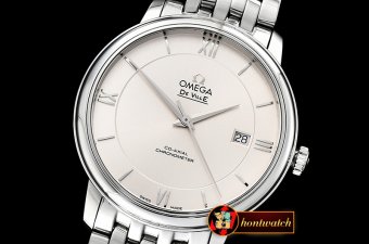 Omega De Ville Prestige Mens SS/SS White TWF Asia 2824