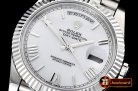 Rolex DayDate 40mm Flt SS/SS Pearl Wht Roman BP Swiss 2836