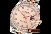 Rolex DateJust 36mm Jub Diam RG/SS Rose/Dm BP A2813
