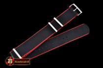 Rolex Black/Red 22mm Top Quality Nylon Strap