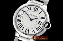 Cartier Balon Bleu Midsize 36mm SS/SS White/Rmn Num Swiss Qtz