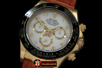 Replica Rolex Daytona 116528 YG/LE Wht Num A-7750 Sec@6