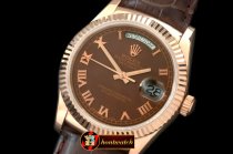 Replica Rolex DayDate Fluted Brown Roman RG/LE Asian 2836