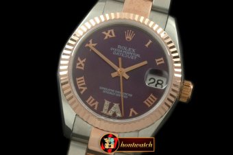 RMDJ204D - SS/RG Oyster Purple Roman Asia 2836