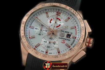 TAG0272A - Carrera 16 Senna Ed Chrono RG/RU White Jap OS20 Qtz