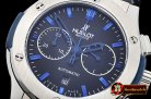 Hublot Fusion Bang 45mm Chrono SS/RU Blk/Blue A7750 Secs@3