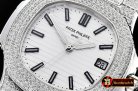 Patek Philippe Nautilus Mens 40mm Diams SS/SS White Sticks MY9015 Mod