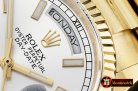 Rolex Daydate 36mm Flt YG/YG Silver Wht Diam BP Swiss 2836