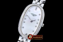 Longines Elegance Ladies Diams SS/SS Wht MOP TWF Swiss Qtz
