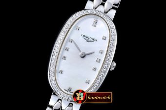 Longines Elegance Ladies Diams SS/SS Wht MOP TWF Swiss Qtz
