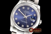 Rolex DateJust 36mm Oyst Dm 904L SS/SS Blue/Diam GMF SA3135
