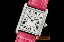 CAR0407C -Cartier Tank Solo Ladies Diam SS/LE White XF Swiss Qtz
