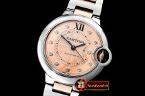 Cartier Balon Bleu Midsize 33mm RG/SS Rose Diam V6F Seiko NH05