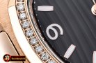 Patek Philippe Nautilus 7010 Ladies RG/RG Diams Black - Swiss Qt