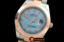 R2DJ0194J - SS/RG Oyster M-Blue Diam Asian Eta 2836-2