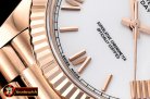 Rolex DayDate 40mm Flt RG/RG Pearl Wht Roman BP Swiss 2836