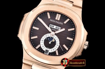 Patek Philippe Nautilus GMT MoonPhase RG/RG Brown Asia 23J Calen