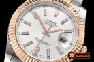 Rolex DJ2 41mm Oyst Flt RG/SS Silv. Wht Stk BP A3136 Mod