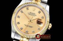Rolex DJ 36mm Oyst Flt YG/SS (Wrap) Gold Diams BP A3135 Mod