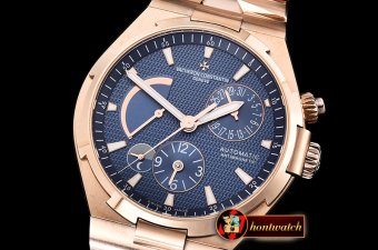 VACH. CONSTANTINE Overseas Dual Time Power Reserve RG/RG Blue TWA A1222