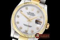 Rolex Datejust DJ 36mm Oyst Flt YG/SS White MOP Diams BP A3135 M