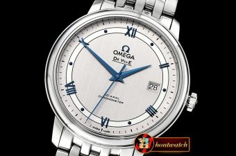 Omega De Ville Prestige Mens SS/SS White/Blue TWF Asia 2824