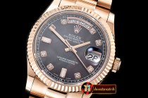 Rolex Daydate 36mm Flt RG/RG Black MOP Diam BP Swiss 2836