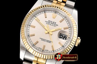 Rolex Datejust Man DJ 36mm Jub Flt 904L YG/SS Silv Wht ARF A3135 Mod