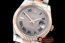 Rolex Datejust DJ2 41mm Oyt Flt RG/SS Grey/Num BP Asia 2813